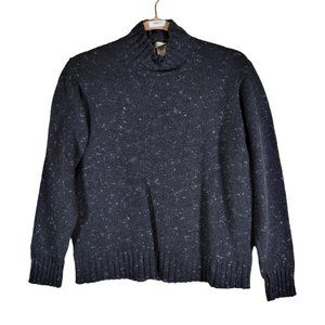 Perry Ellis Black White Polka Dot Silk Wool Blend Turtle Neck Long Women Size L